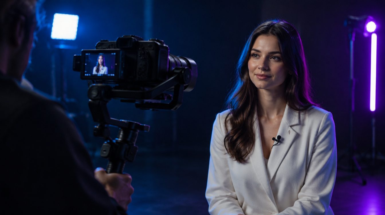 Câmera filmando uma médica de jaleco